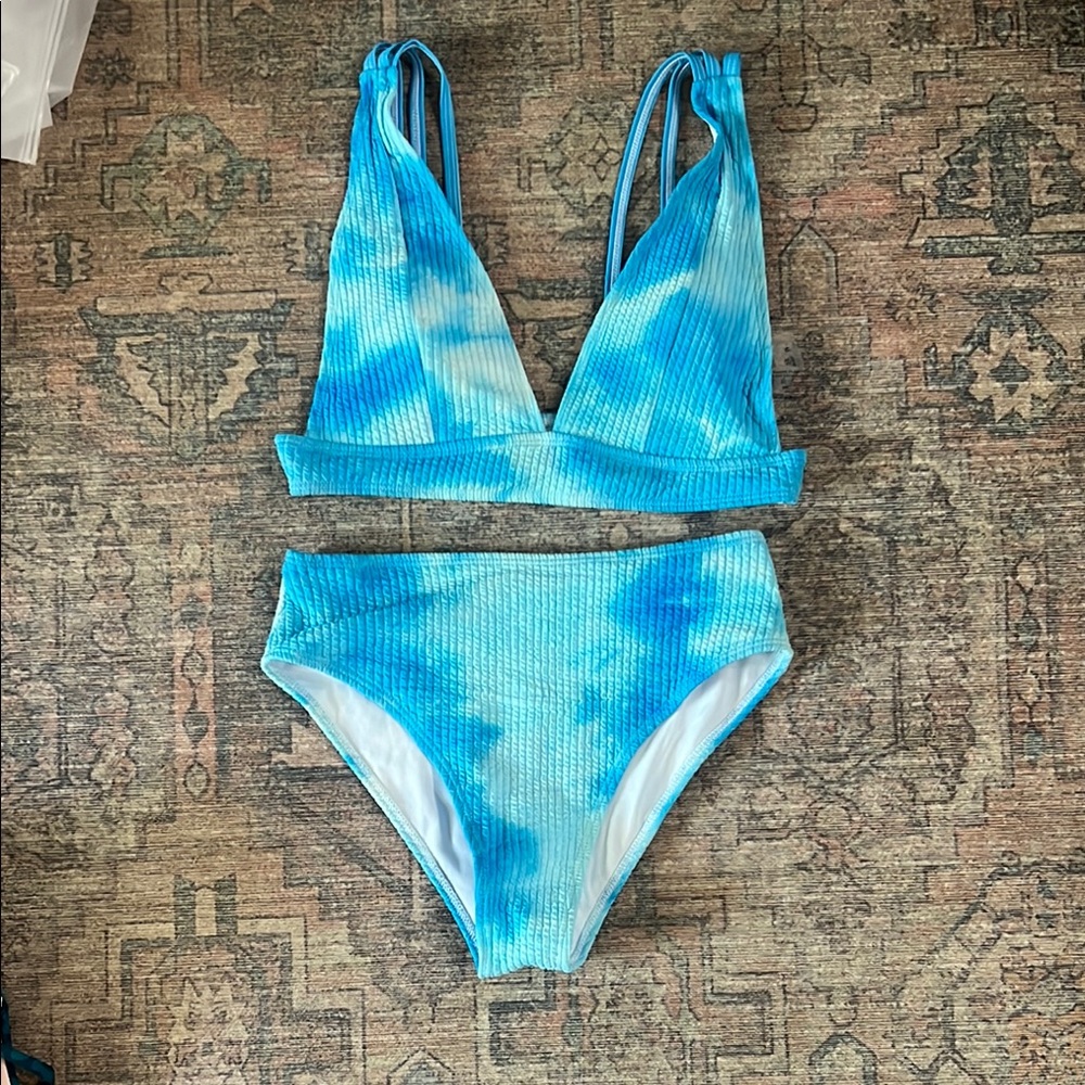 Blue Tie-Dye Bikini Set